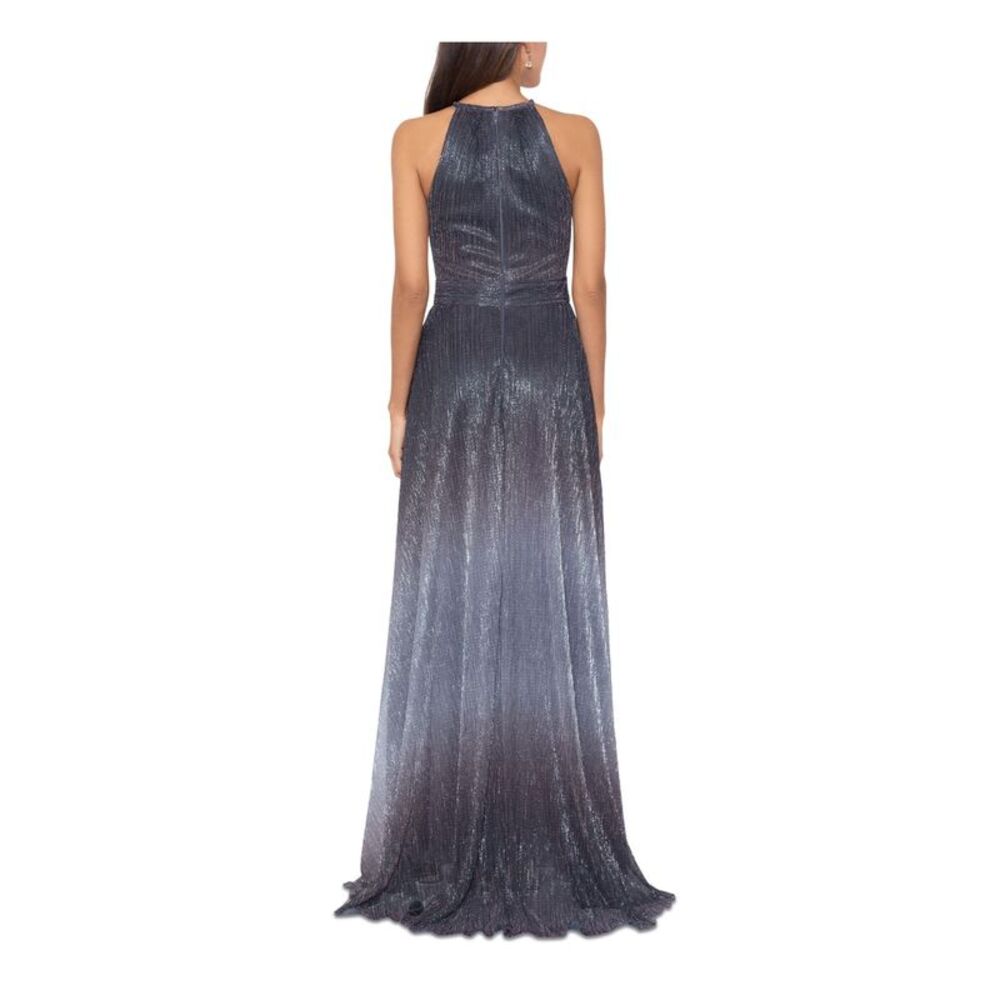 BETSY & ADAM Womens Gray Faux-wrap Skirt Lined Sleeveless Gown Dress 4 - Picture 2 of 4